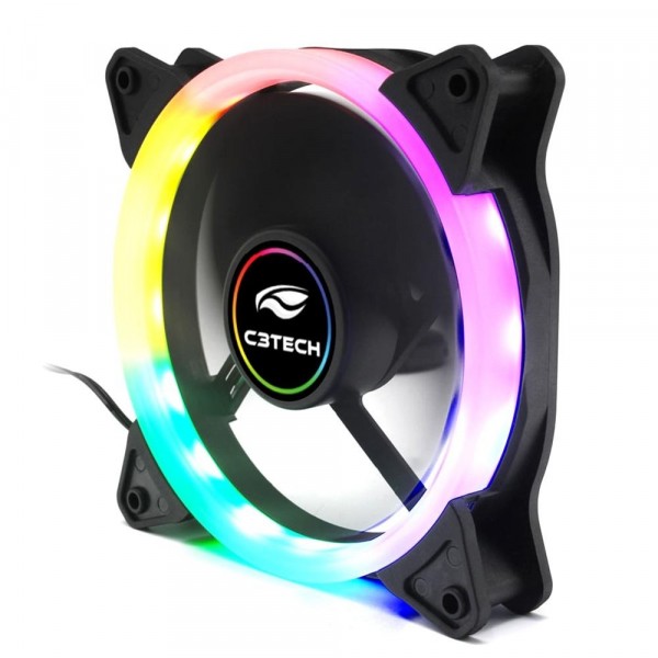 Cooler Fan Gabinete C3Tech RGB F7-L120M 12Cm Led 5 Cores