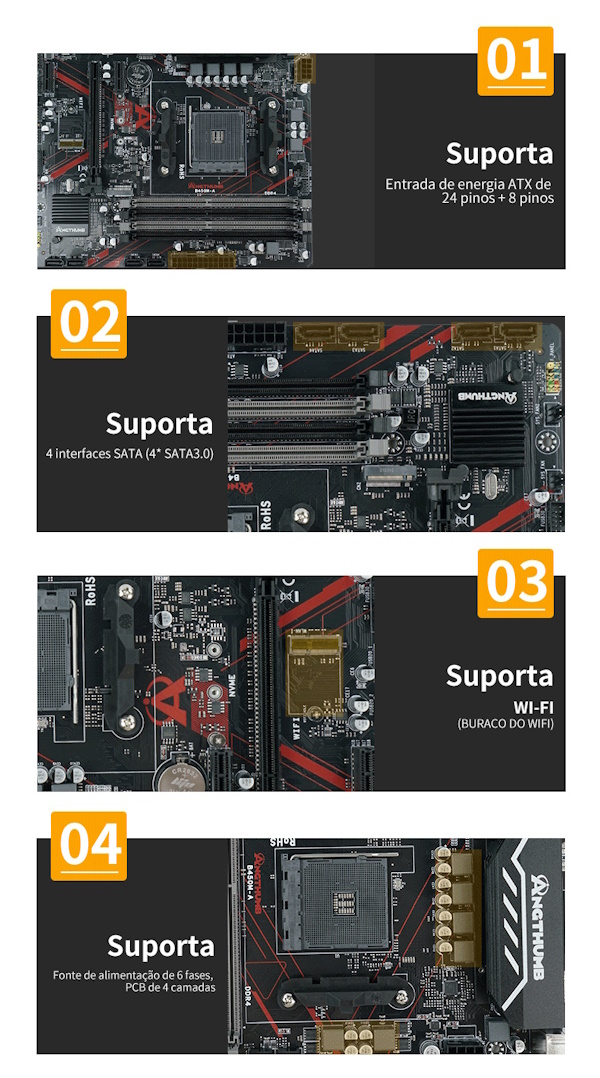 Placa Mãe AMD B450M-A V1 Socket AM4 - Angthumb