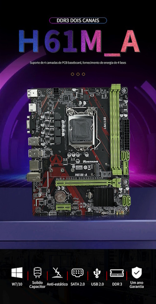 Placa Mãe Intel H61M-A-V1 LGA1155 2ª/3ª Geração - Angthumb