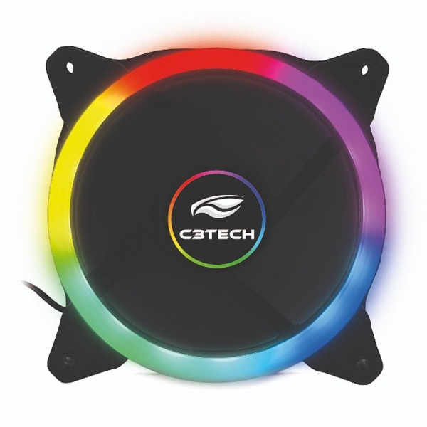 Cooler Fan Gabinete C3Tech RGB F7-L120M 12Cm Led 5 Cores