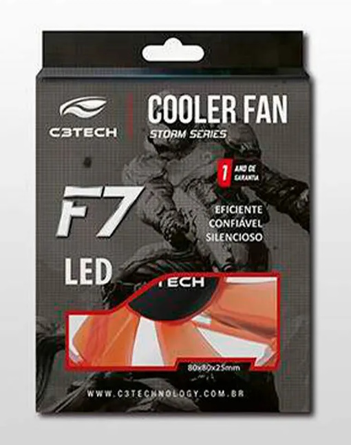 Cooler Fan Gabinete C3Tech F7-l50BL Storm 8CM Led Vermelho