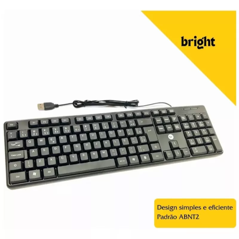 Teclado USB com fio padrão ABNT2 - Bright